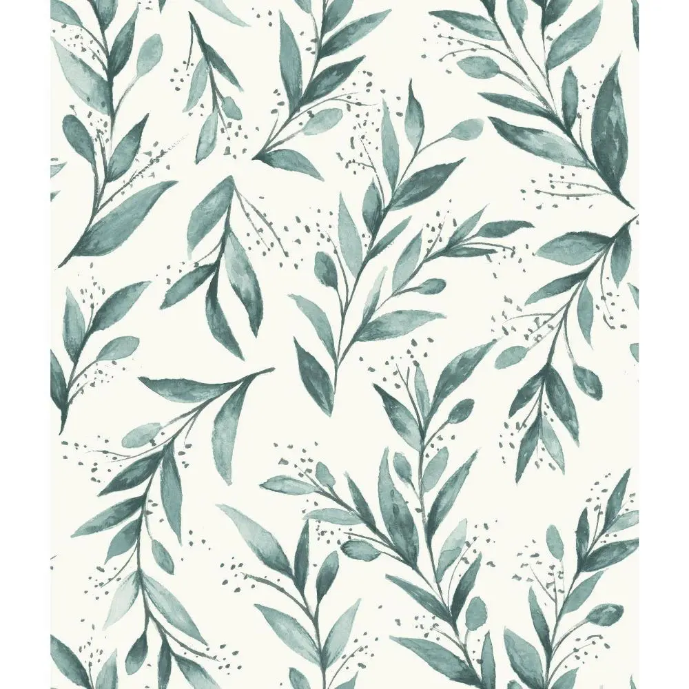 RoomMates Watercolor Willows 20'x20.5" Peel and Stick Wallpaper Botanical Green