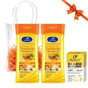 DR.DAVEY Turmeric Skin Care 3-piece Set, Body Care Sets, Body Spa, Turmeric Vitamin C Soap + Turmeric Body Oil Autumn Winter Skin Care Gift Cleaning Moisturizing for Body, Face, Hand, Gifts for Friends, Family