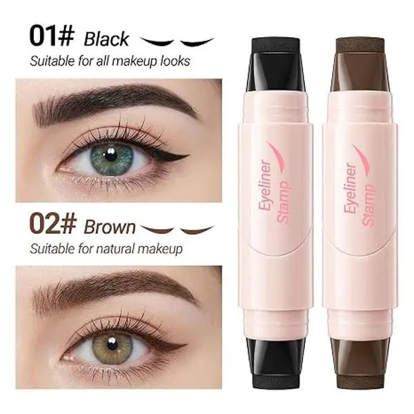 QIUFSSE Rotating Dual-Head Eyeliner Stamp Pen - Waterproof Winged Liquid Eye Liner Pencil for All-Day Wear