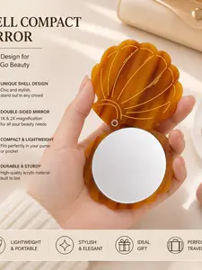 Portable Concealer Mirror, Minimalist High-End Feel, New Acetate Fiber Case, Rotatable Small Mirror, Suitable for Anytime Use