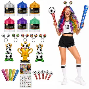 6Pcs Temporary Hair Color Wax and Soccer Party Supplies 20Pcs Set, Washable Instant Hair Dye for Kids Adults Game Day