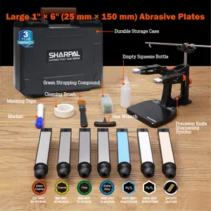 SHARPAL 202H Precision Knife Sharpening System–Adjustable Angle 10–35° Knife Sharpener Kit with 7 Abrasives (Diamond 220/325/600/1000, Whetstone 3000/6000, Leather Strop)
