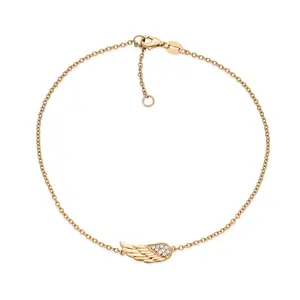 Spiritual Guardian Angel Wing Anklet Charm Ankle Bracelet Rose Gold .925 Sterling Silver Adjustable