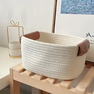 Household Storage Basket, 1 Count Desktop Storage Box, Snack & Cosmetic Storage Basket with Handle, Home Organizer for Living Room Bedroom