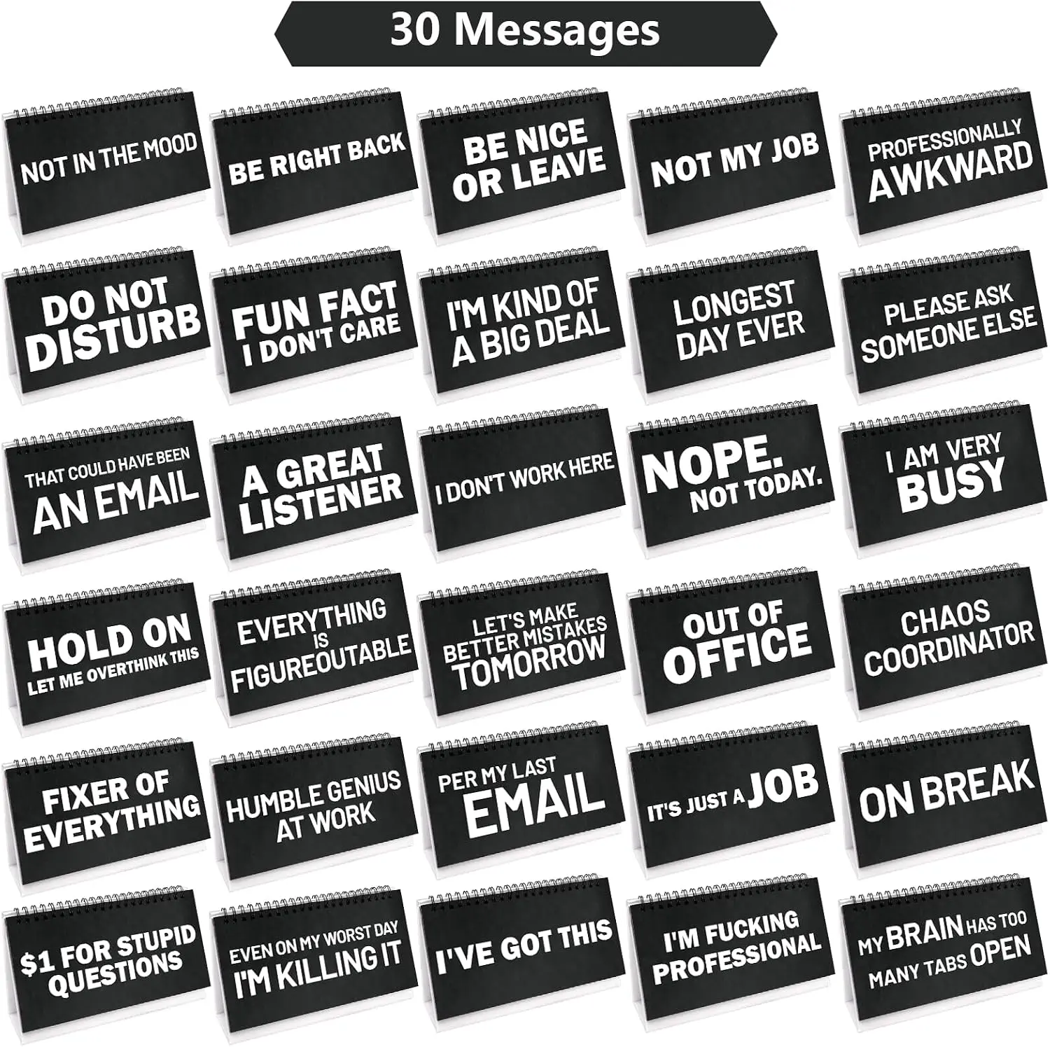 Funny Office Desk Accessories Novelty Desk Signs 30 Flip Over Messages Desktop Decor Gifts for Coworker Colleague Staff Supplies