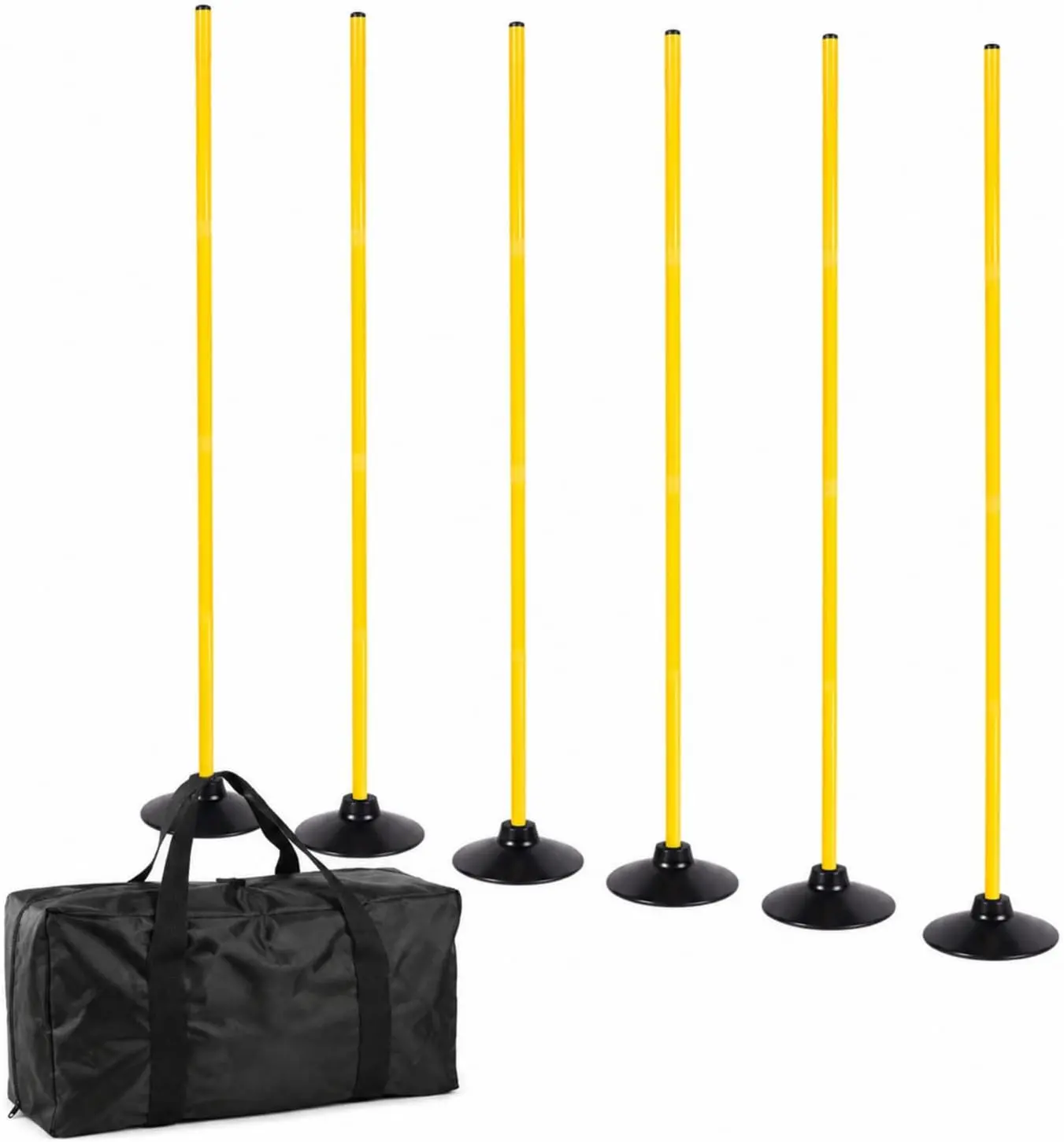 6 Pcs 5 FT Adjustable Agility Training Poles for Soccer,Basketball,Football, Horse,Dog-Speed and Agility Training Equipment Sports Training Poles with Rubber Bases and Bag