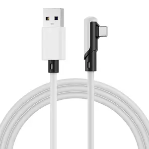 VR Link Cable USB to USB-C for Meta Quest 3S / 3/2 / Pro, Pico 4 Ultra / 4 and PC/Steam VR 90 Degree Type-C for VR Headset Gaming – 10ft USB Charging Link Cable – White