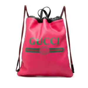 Pre-owned GUCCI Calfskin Tote Bags Print Leather Drawstring Backpack