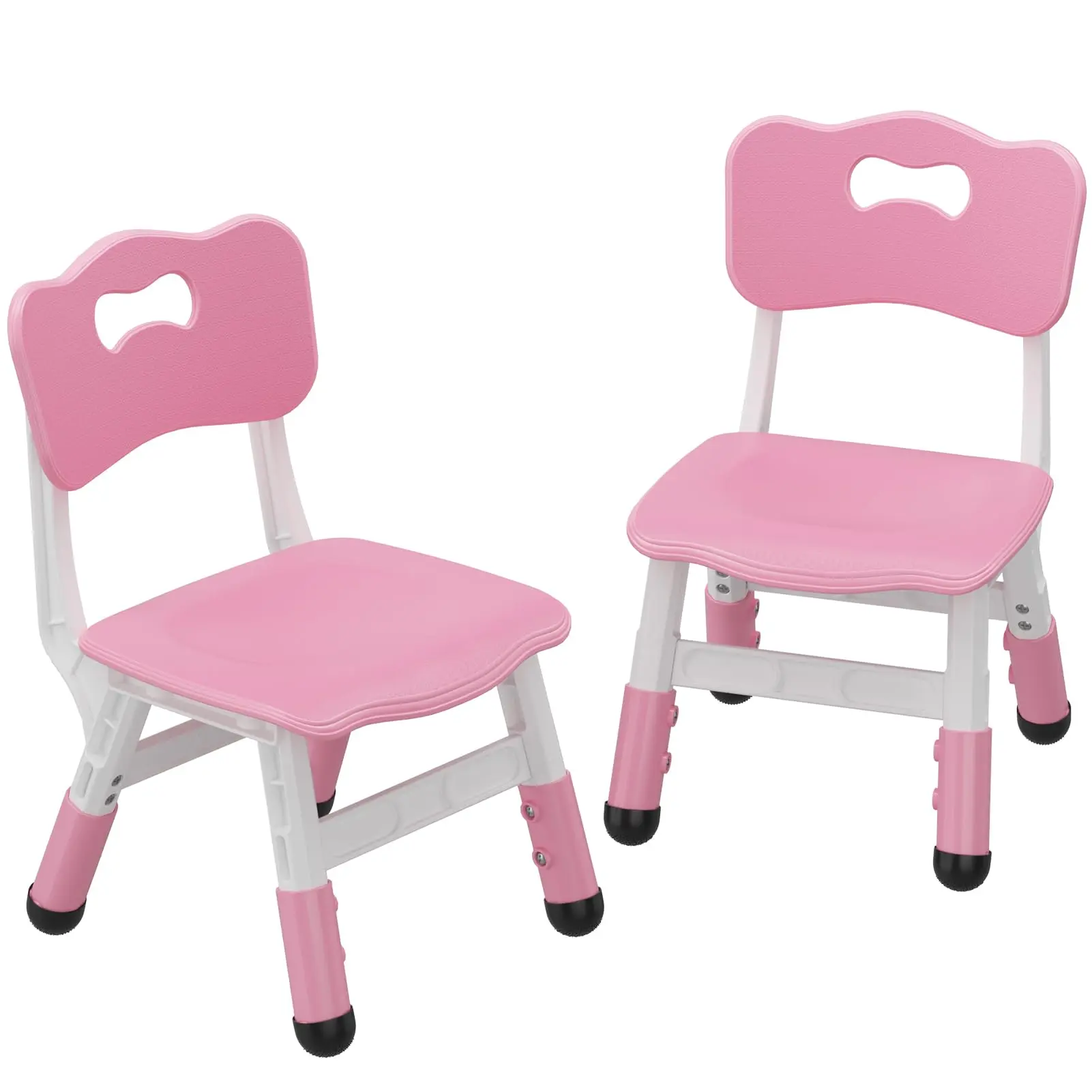 2-Pack Adjustable Kids Chairs, 3-Level Height Adjustable Plastic Toddler Chair with Non-Slip Base, Ergonomic Kids Seat, Lightweight Children Chair for Home, School, Daycare, Indoor/Outdoor Use, Ages 2–8 rattan side table backyard decor silver gray