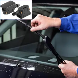 2 Pcs Front Windshield Washer Nozzles Arm Mounted 4 Hole Spray Jets Straight Pillar Sprayer for Car Truck SUV