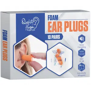 10 Pairs Foam Ear Plugs 32dB - Comfortable Earplugs for Sleeping Noise Cancelling Disposable - Individually Wrapped High Decibel Ear Plugs for Noise Reduction Construction Work Shooting Music