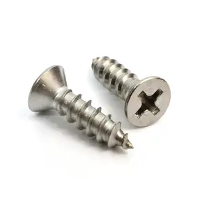 No. 6 x 3/4" Stainless Steel Flat Head Phillips Wood Screw, (100 pc), 18-8 (304) Stainless Steel Sheet Metal Screws- Type A Point, Plain Finish