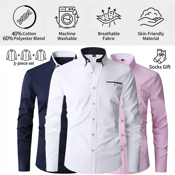 Men’s Casual Shirt, 3 Pieces, All-Season Wear, Suitable for Business Occasions, Can Be Worn as Outerwear or Layered Underneath, Everyday Basic Shirt st patrick's day