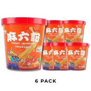 Maluji Instant Vermicelli Hot & Sour Flavor 6 Packs x 5.82OZ Tangy Spicy Noodles Ready in Minutes Perfect for Comforting Meals Food
