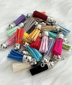 38mm Tassels for Keychain, Mini Silver Tassels, leather tassels, Tassles Beads, 1.5" Tassels