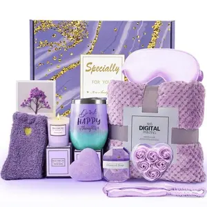 Women's Relaxing Spa Gift Basket Set, Unique Care Gifts, Holiday Birthday Graduation Gifts, 10 Bathroom Accessories, Body Care, Body Essentials Set