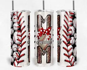 Baseball Mom: Classic White Skinny  Tumbler  20 oz