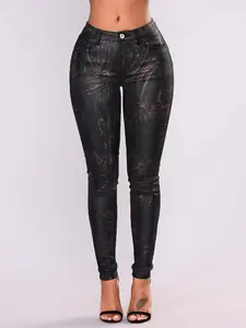 Women's High-Waisted Metallic Shimmer Print Skinny Pants, Stretchy Elastic Comfortable Conical Leggings, Punk Style for Music Festivals & Daily Wear