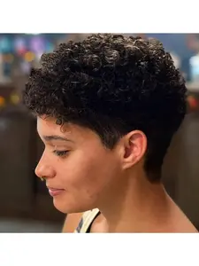 Short Pixie Cut Wig Synthetic Wavy Wigs For Women Black Wig Brown Wig Red Wig Short Haircut Wig With Bangs Synthetic Wig Wavy