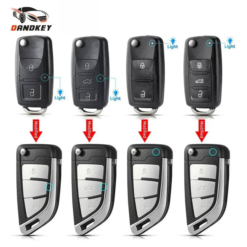 Dandkey 2 3 Button Flip Car Key Case Shell Housing For For Volkswagen for Vw Jetta Golf Polo Passat Beetle for Skoda for Seat B5