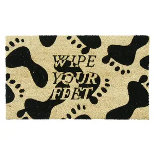 Rubber-Cal "Wipe Your Feet, Please" Coir Mat, 18 x 30-Inch