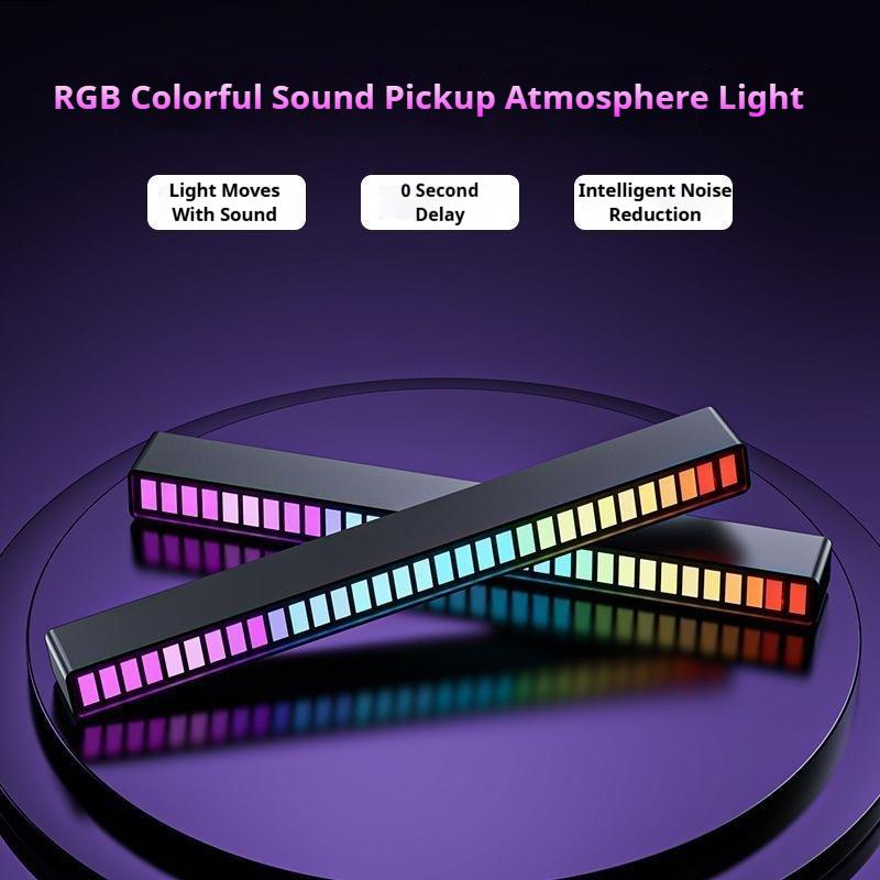 Joytutus USB-powered Decorative Light RGB Voice-controlled Synchronous Rhythm 32 LEDs 12 Modes 5-speed 5-level Brightness Car Desktop Sound Sensing Gaming Esports Party Lighting