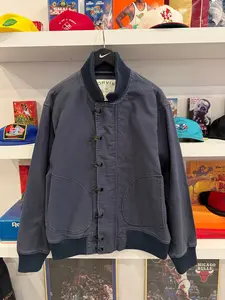 Orvis Navy Blue Metal Snap Cotton Canvas Jacket Sz L