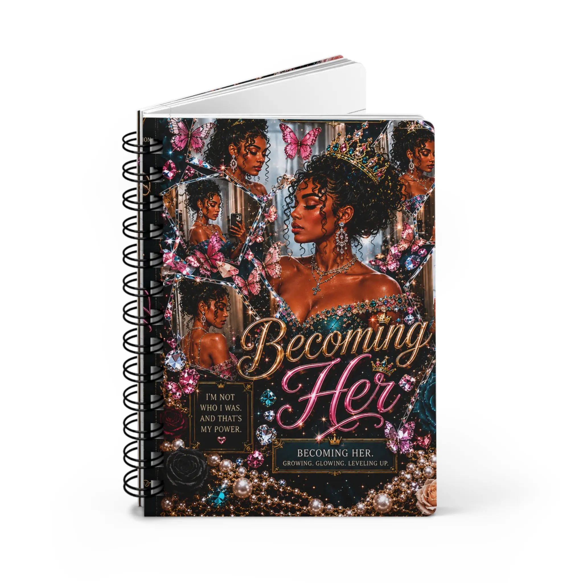 Becoming Her Spiral Bound Journal — Inspirational Affirmation Notebook for Women