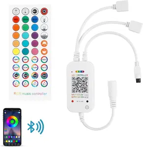 RGB LED Controller, 4-PIN  Music LED Strip Lights Controller, 40- IR Remote Control for 5V/12V/24V SMD 5050 3528 RGB LED Strip Lights