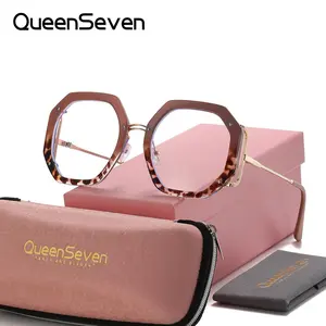 QueenSeven Unisex High-End Craftsmanship Frameless Plano Glasses Geometric Frame Plano Glasses