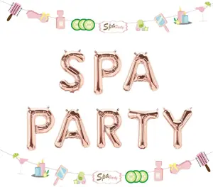 LaVenty 26 PCS Spa Party Balloons Spa Party Decoration Nail Polish Banner Spa Party Banner Spa Theme Birthday Party Salon Party Decoration Makeup Party Decoration