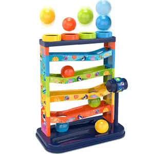 Colorful Ball Track Toy Set, Fun Knocking Toy for Girls and Boys, Birthday and Family Party Gift, Includes 4 Balls, Random Colors