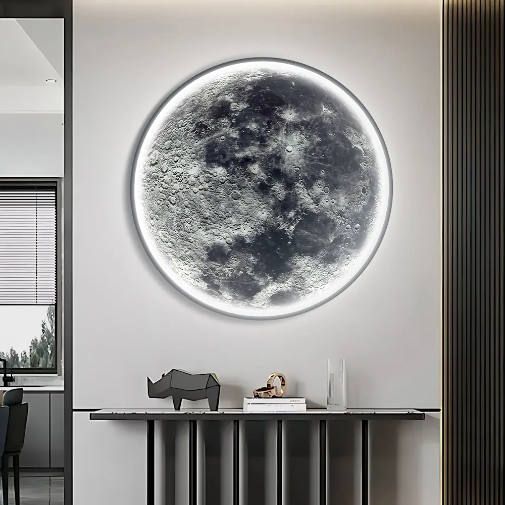Large Moon Wall Sconce Plug In Adjustable Leds With Remote Control 23.6 Inch Black Wall Lamp Modern LED Wall Light Indoor Wall Mounted Lighting Ceiling Light For Living Room Bedroom Led Restaurant