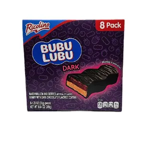 Ricolino Bubu Lubu Dark - Marshmallow and Berries 8 Pack Gummy Candies with Dark Chocolate Coating 9.84 oz