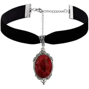 Gothic Raven Castle Pendant Necklace, Cameo Glass Pendant Necklace Punk Style Victorian Choker Necklace Goth Raven Cabochon Choker Mystic  Halloween  for Women