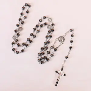 Glass Pearl Prayer Beads First Communion Rosary with Chalice Center Piece  in Holy Cup Metal Gift Box Rosary for man
