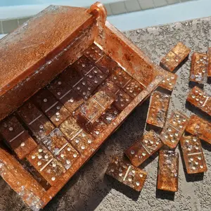 Luxury Handmade Resin Domino Set with Storage Box – Double Six Dominoes | Custom Artisan Domino Game Set
