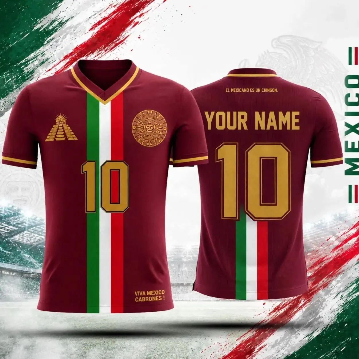 Mexico Burgundy Soccer Jersey | Custom Name & Number | Personalized Football Shirt | Mexican Heritage Futbol Jersey | Mexico Fan Gift, Gift For Him, Gift For Her.