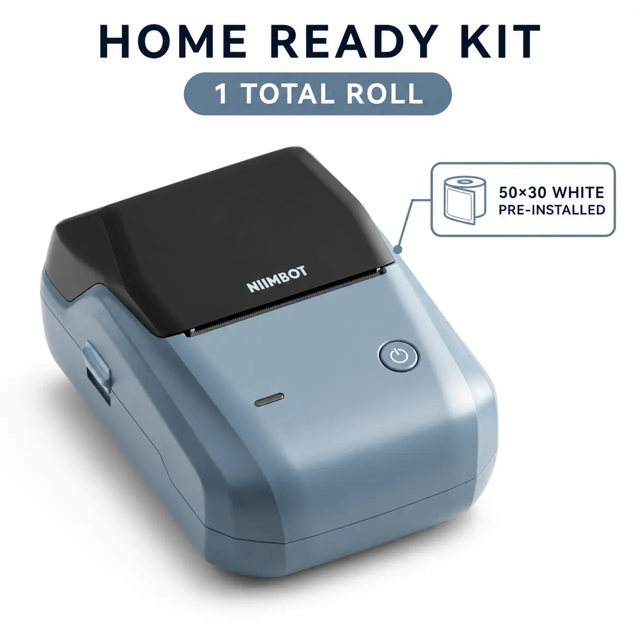 NIIMBOT B1 Bluetooth Direct Thermal Label Maker, 203 DPI Inkless Portable Printer for Home Organization, Pantry, Storage & Office - Lake Blue