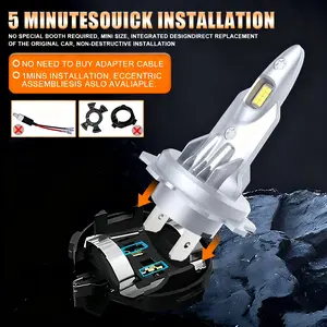 2-pack A52 LED Headlight Bulbs H4 H7 H11 9005 HB3 1:1 Direct Plug-in 6000K White Super Bright Car Front Light Replacement Fog Lights，For Off-Road Use Only