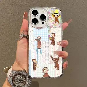 Trendy Magnetic Case for IPhone11/12/13/14/15/16/17 Pro Promax Air Plus, Curious George Floral Collage Ultra Slim, MagSafe Support, Shockproof | Playful & Fun Style, Aesthetic, Flower