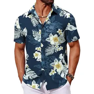 Men's Hawaiian Shirt Short Sleeve Button Down Tropical Floral Print Shirt Summer Beach Vacation Casual Camp Collar Shirt Lightweight Breathable Holiday Aloha Shirt for Travel Cruise Party Resort Outdoor Daily Wear XS-5XL
