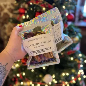 Juliana's Crystal Cave Cranberry and Lime Simmer Pot Bag for Festive Aromatherapy and Relaxation
