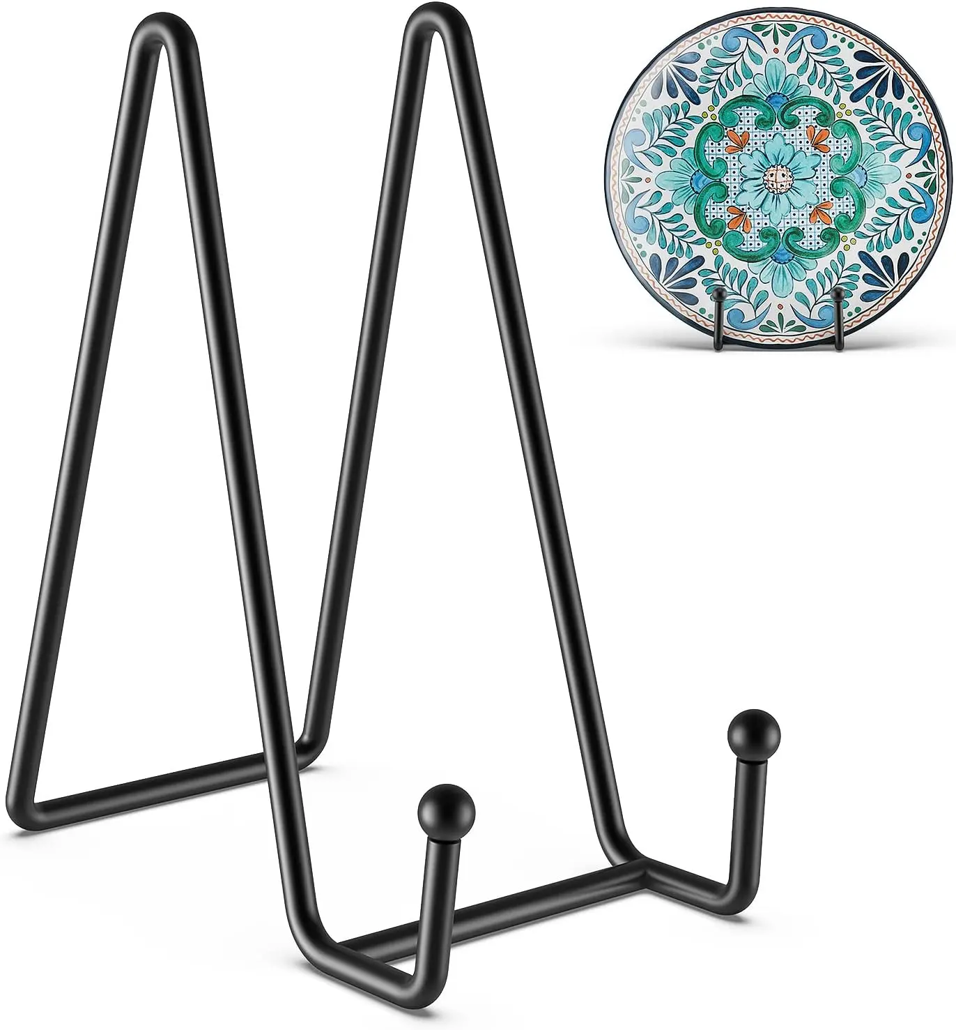 3-Pack 6-Inch Rectangular Iron Decorative Plate Holders, Stable Sturdy Base Durable Metal Organizers with Modern Design for Home Decor, Artwork, Photo Frames, Books, Book, Three Pieces