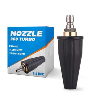 Washer Turbo Nozzle Tip - Turbo Nozzle  Washer 4000 PSI 4.0 GPM 1/4'' Quick Connect, 360? Rotating - Stainless Steel, Brass & Rubber Build for  Wands and Tough Cleaning Tasks