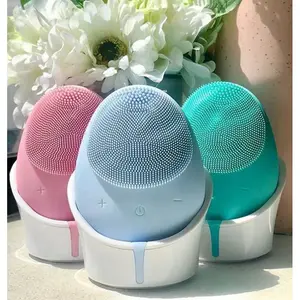 Sonic Skincare Electric Face Massaging Scrub Brush Cleanser Silicone Deep Clean Wash Face Cleaning Cleansing Device Facial Brush