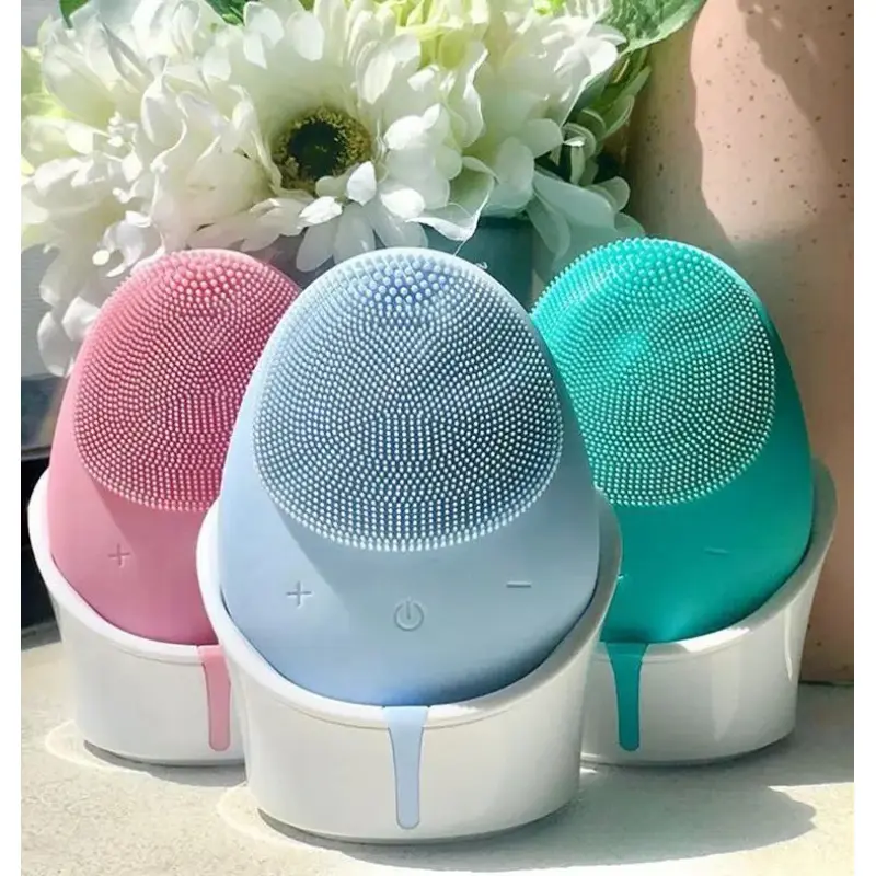 Sonic Skincare Electric Face Massaging Scrub Brush Cleanser Silicone Deep Clean Wash Face Cleaning Cleansing Device Facial Brush