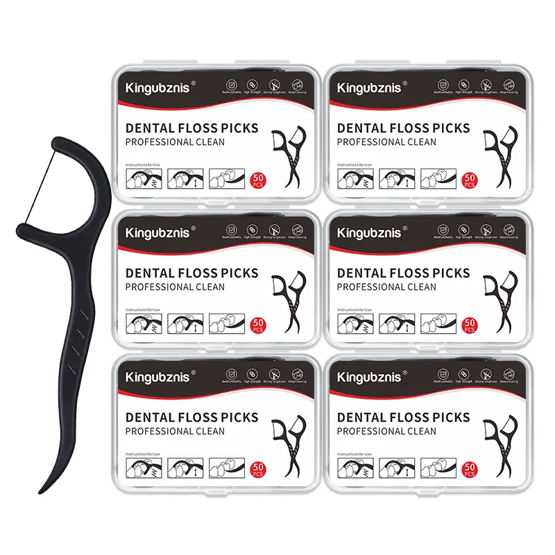 Bamboo Charcoal Floss, Deep Cleaning Oral Care, Portable Disposable Hygienic Floss, Travel-Friendly, 1/3/6 Boxes