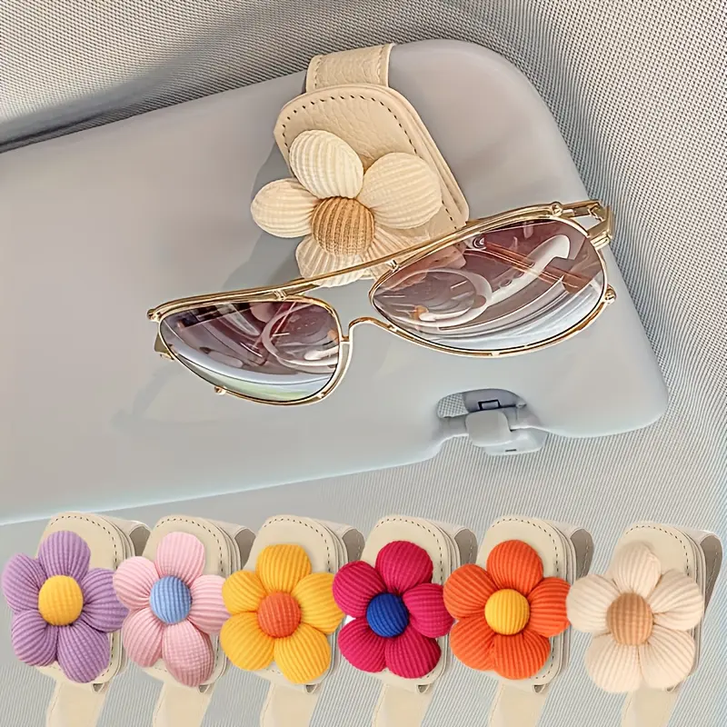 [Magnetic Flower Clip] Magnetic Multi-Functional Car Sun Visor Clip, Exquisite Compact Flower Design Glasses Holder |   Easy Installation, Suitable for Women's Car Accessories