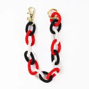 Game Day Beaded Bag Chain Red + Black